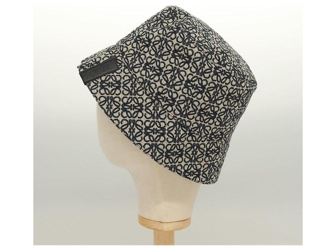 LOEWE Anagram Reversible Bucket Hat Canvas Navy Auth hk2801 Navy blue - view 4
