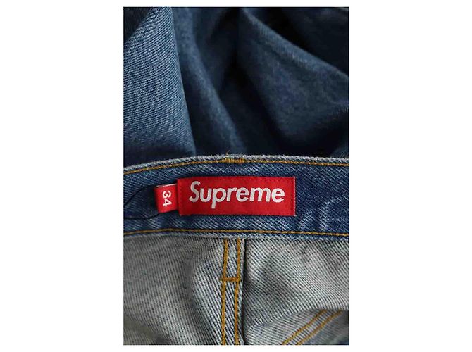 Supreme Jeans dritti in cotone blu - vista 5