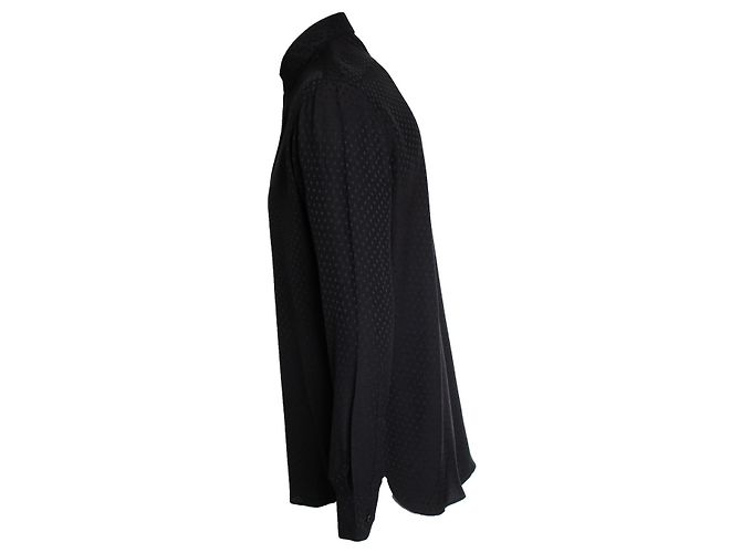 Saint Laurent, camicia nera con pois floreali 2018 Nero - vista 2