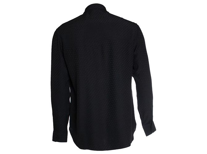 Saint Laurent, camicia nera con pois floreali 2018 Nero - vista 3