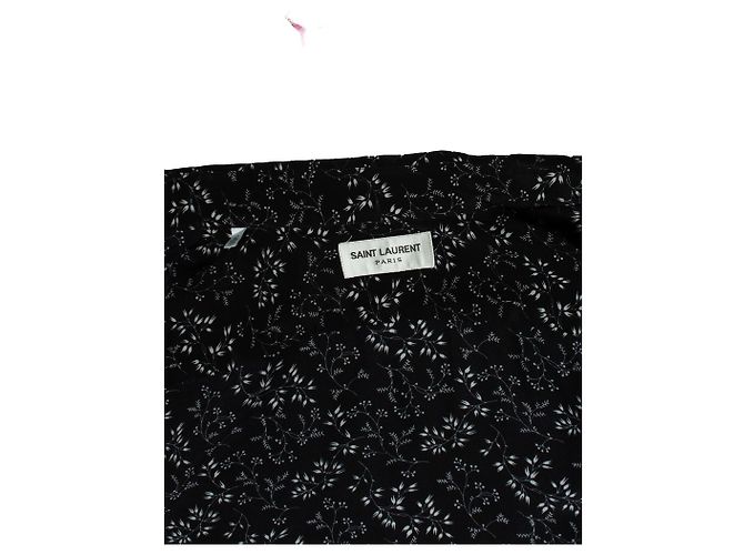 Saint Laurent, camicia di seta nera con stampa floreale 2018 Nero - vista 5