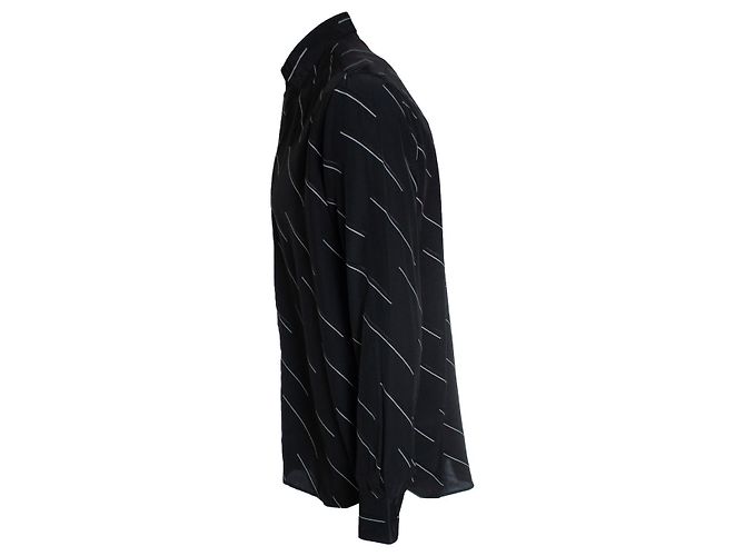 Saint Laurent, camicia nera con righe diagonali Nero - vista 2
