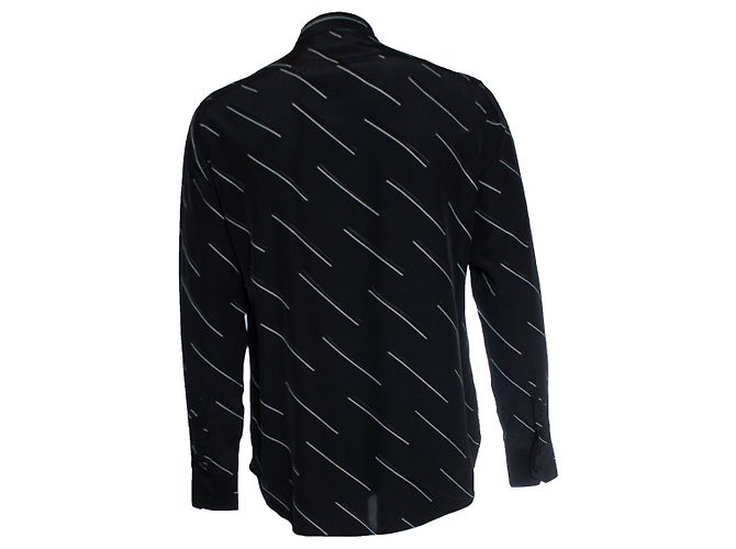 Saint Laurent, camicia nera con righe diagonali Nero - vista 3