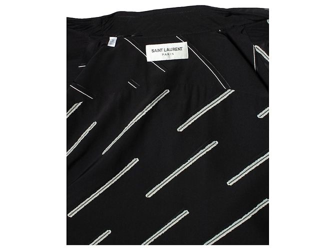 Saint Laurent, camicia nera con righe diagonali Nero - vista 5