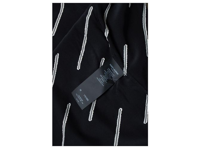 Saint Laurent, camicia nera con righe diagonali Nero - vista 7