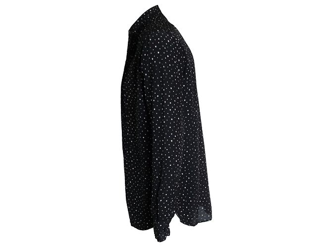 Saint Laurent, Camicia di vernice a pois con pennellate 2019 Nero - vista 2