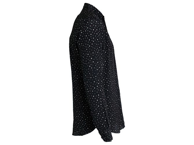 Saint Laurent, Camicia di vernice a pois con pennellate 2019 Nero - vista 4