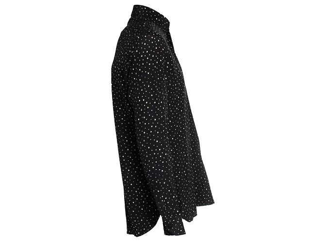 Saint Laurent, camicia con schizzi di vernice nera e bianca 2019 Nero - vista 4
