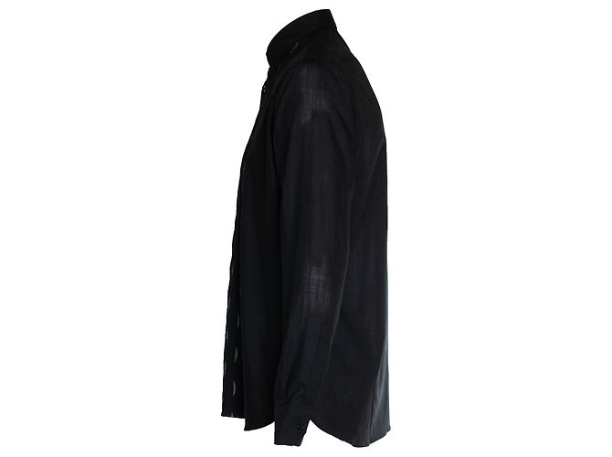 Saint Laurent, camicia nera con colpi di lurex a mezzaluna Nero - vista 4