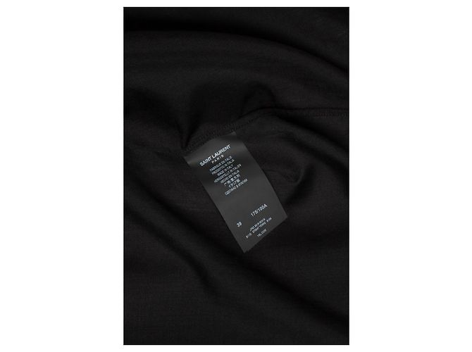 Saint Laurent, camicia nera con colpi di lurex a mezzaluna Nero - vista 5