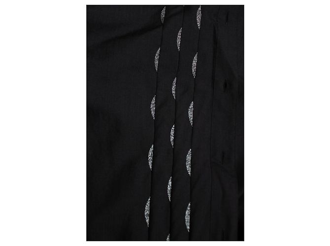 Saint Laurent, camicia nera con colpi di lurex a mezzaluna Nero - vista 6