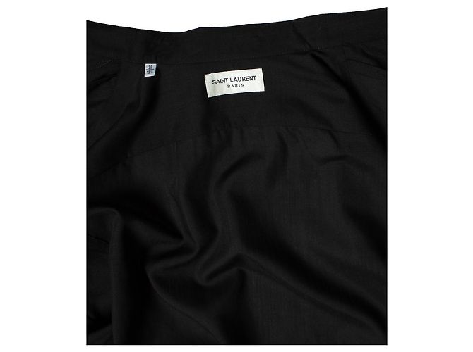 Saint Laurent, camicia nera con colpi di lurex a mezzaluna Nero - vista 7