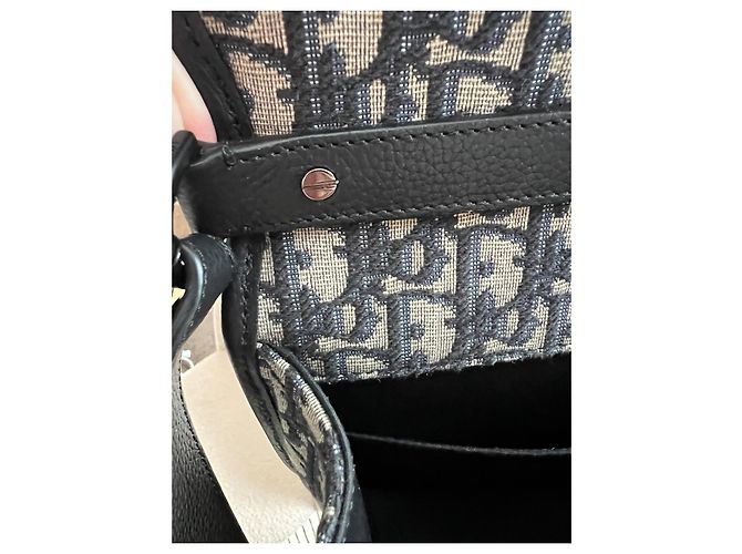 Borsa a tracolla Dior Gallop grande modello blu navy tela - vista 11