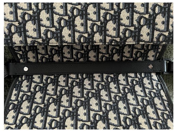 Borsa a tracolla Dior Gallop grande modello blu navy tela - vista 14