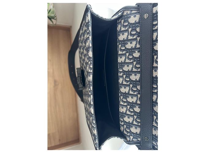 Borsa a tracolla Dior Gallop grande modello blu navy tela - vista 15