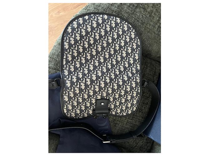 Borsa a tracolla Dior Gallop grande modello blu navy tela - vista 16