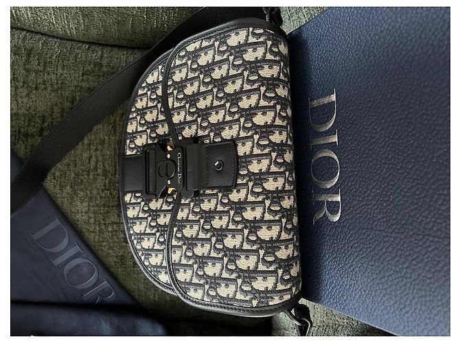 Borsa a tracolla Dior Gallop grande modello blu navy tela - vista 18