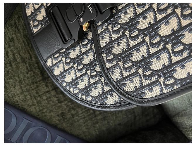 Borsa a tracolla Dior Gallop grande modello blu navy tela - vista 19