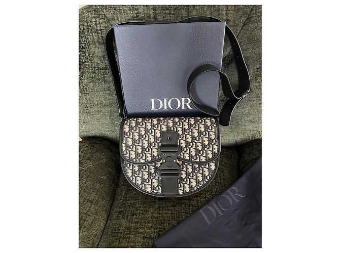 Borsa a tracolla Dior Gallop grande modello blu navy tela - vista 2