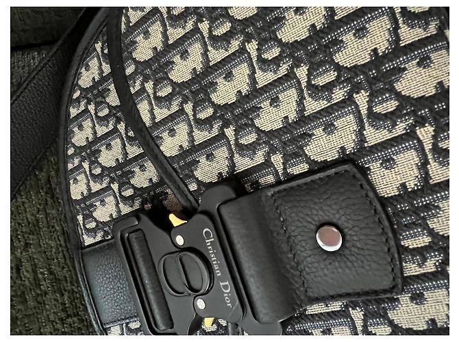 Borsa a tracolla Dior Gallop grande modello blu navy tela - vista 20
