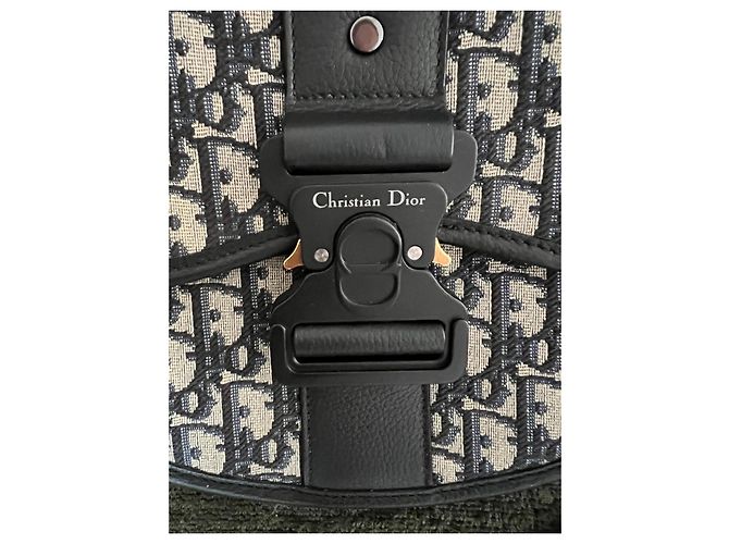 Borsa a tracolla Dior Gallop grande modello blu navy tela - vista 4