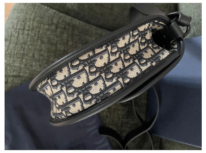 Borsa a tracolla Dior Gallop grande modello blu navy tela - vista 5