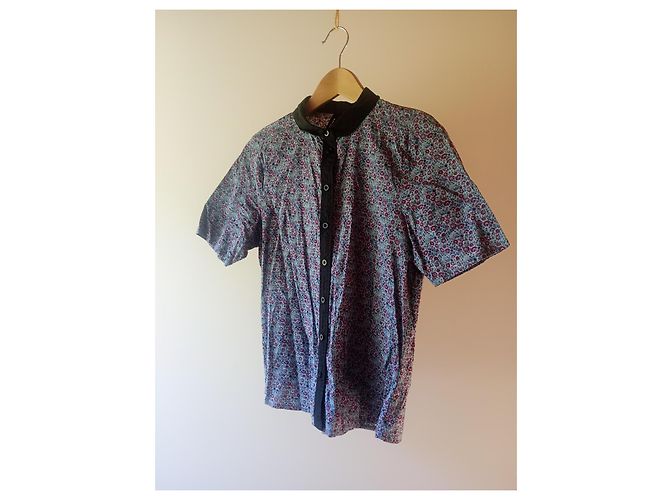 Autre Marque Huffer Camicia a Maniche Corte in Cotone Liberty Blu - vista 2