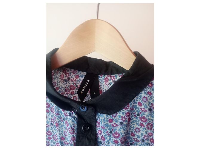 Autre Marque Huffer Camicia a Maniche Corte in Cotone Liberty Blu - vista 3