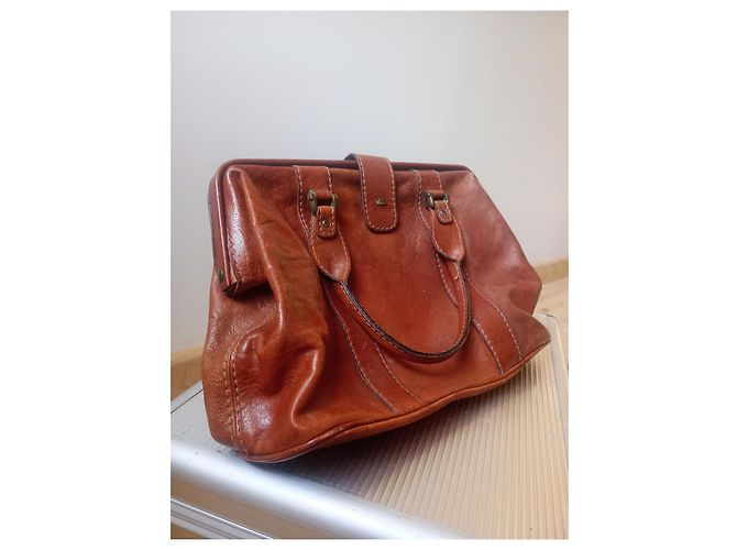 Autre Marque The Bridge Ledertasche im Arztkoffer Stil Camel Kamel - Ansicht 4