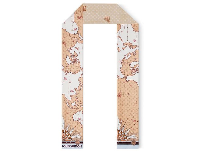 Louis Vuitton Bandeau LV Map in seta beige - vista 2