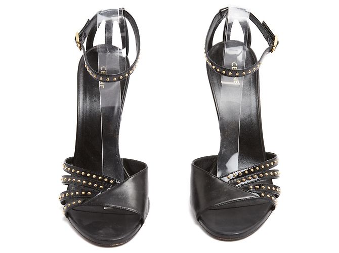 Celine Sandali Tacchi EU40 Tacchi in Pelle Nera Studded UK6.5 US9 Céline Nero - vista 2