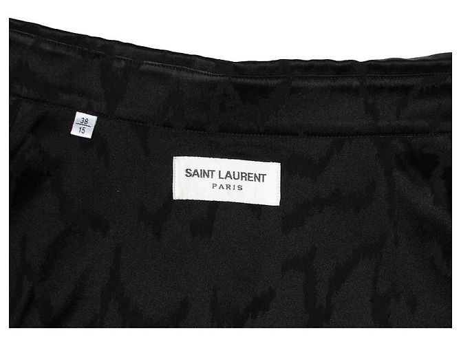 Saint Laurent, Camicia in satin a maniche corte a zig zag Nero - vista 5