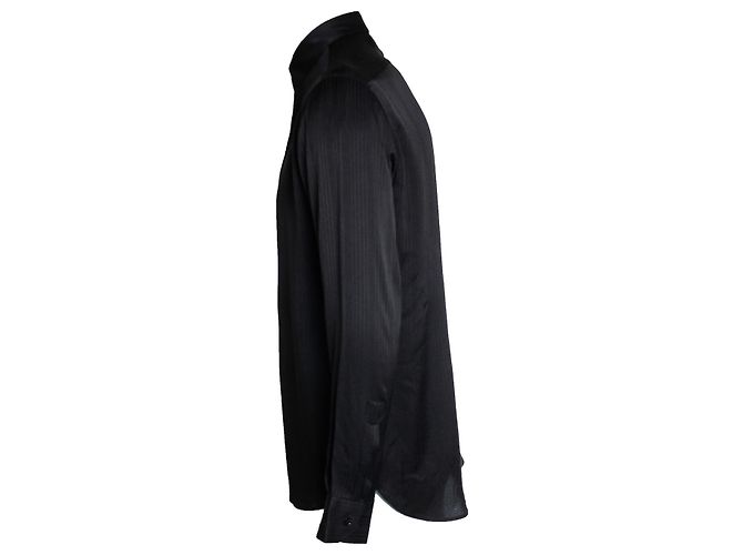 Camicia in seta nera a righe Saint Laurent 2018 Nero - vista 2