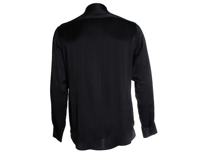 Camicia in seta nera a righe Saint Laurent 2018 Nero - vista 3