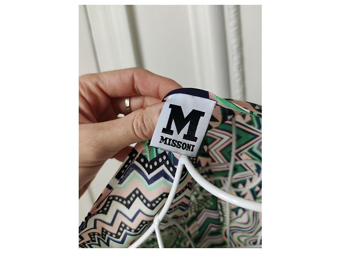 Blusa de seda M Missoni estampado geométrico Negro Blanco Multicolor Verde - vista 4
