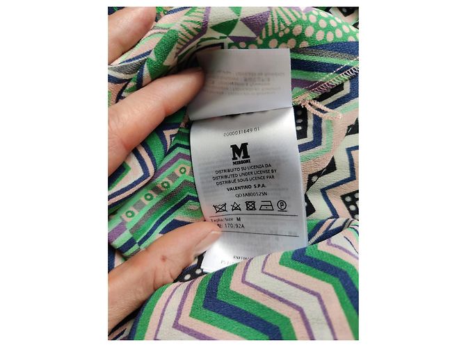 Blusa de seda M Missoni estampado geométrico Negro Blanco Multicolor Verde - vista 6