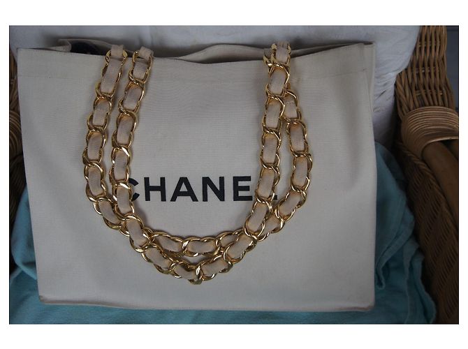 Borsa Tote Chanel in Tela - vista 3