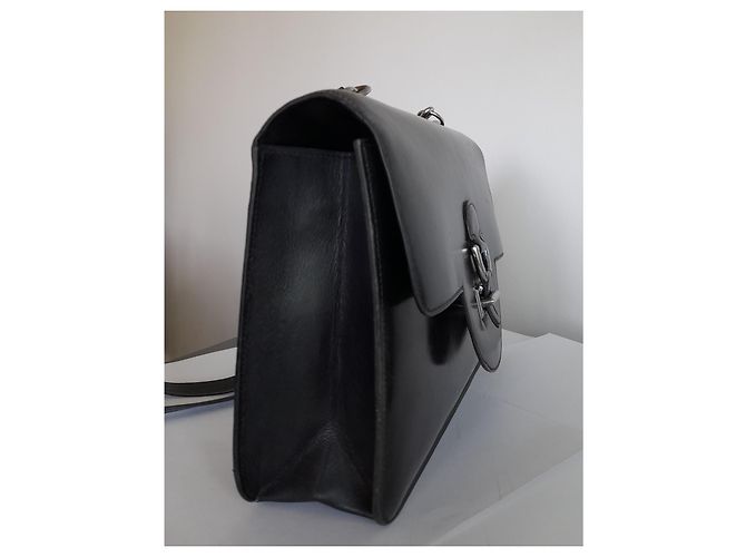 Hermès Sandrine Tasche aus schwarzem Boxleder, vintage mit Schultergurt - Ansicht 4
