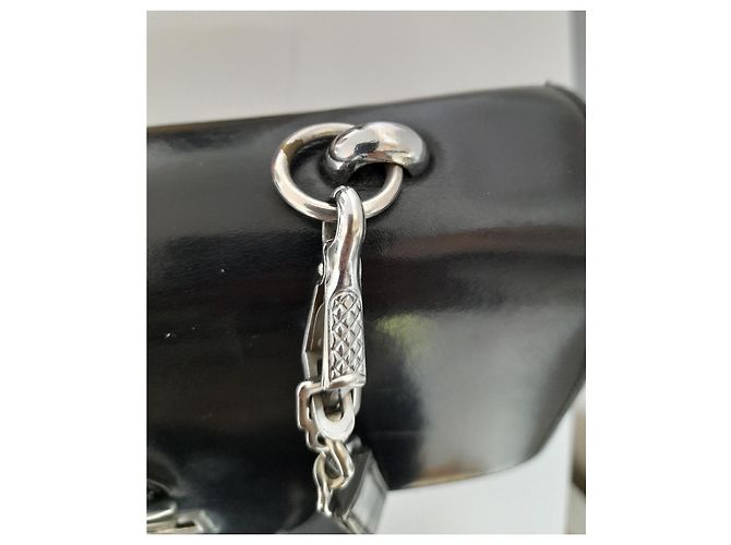 Hermès Sandrine Tasche aus schwarzem Boxleder, vintage mit Schultergurt - Ansicht 7