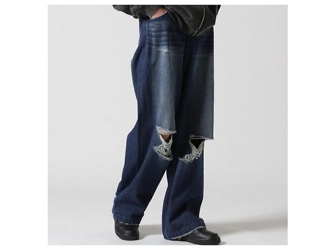Autre Marque Muchas Gracias DESTROY DENIM Pantalones de Denim de Algodón Edición Limitada Azul - vista 3
