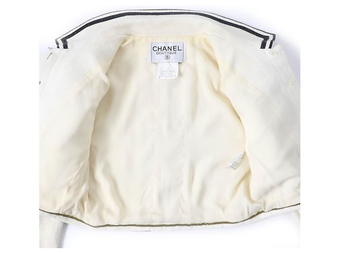 Giacca vintage in tweed Chanel in cotone e seta 36 Nero Crudo - vista 4