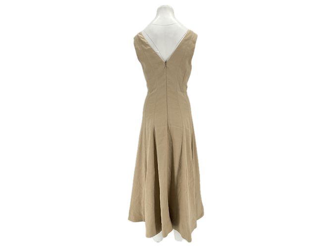 Veronica Beard Beige Leinenkleid lang ärmellos - Ansicht 2