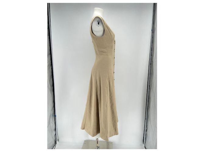 Veronica Beard Beige Leinenkleid lang ärmellos - Ansicht 3