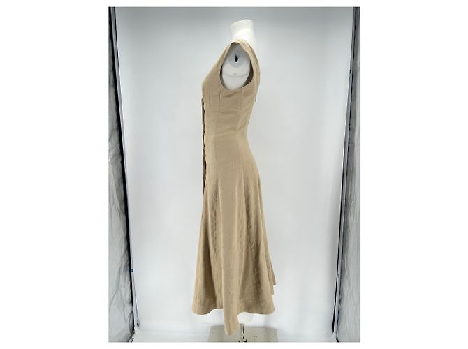 Veronica Beard Beige Leinenkleid lang ärmellos - Ansicht 4