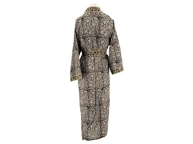 Autre Marque Kimono largo estampado SIMRANE con cinturón marrón algodón Castaño - vista 2