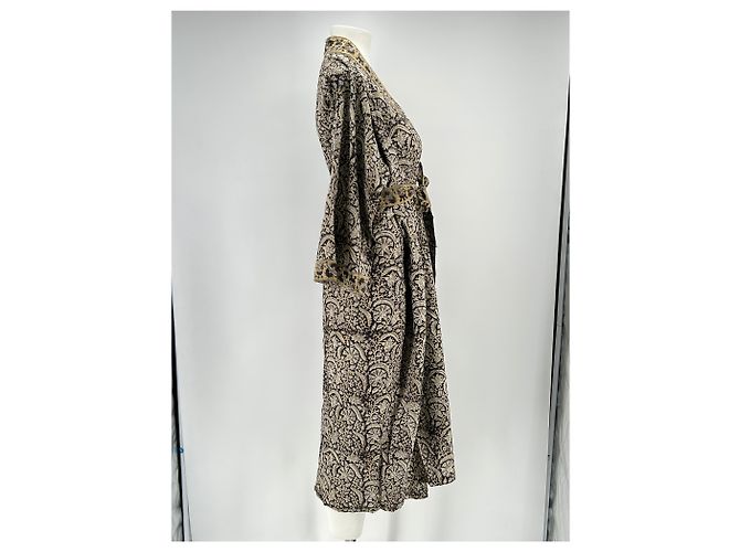Autre Marque Kimono largo estampado SIMRANE con cinturón marrón algodón Castaño - vista 3
