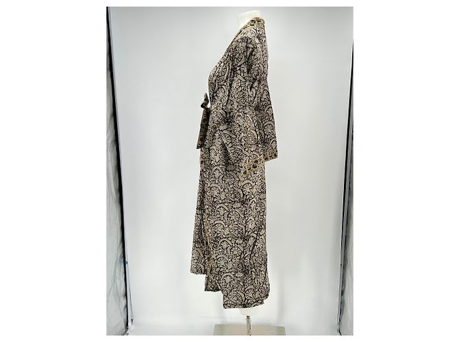Autre Marque Kimono largo estampado SIMRANE con cinturón marrón algodón Castaño - vista 4