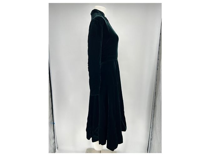 Alaïa Samtkleid in Grün mit langen Ärmeln - Ansicht 4