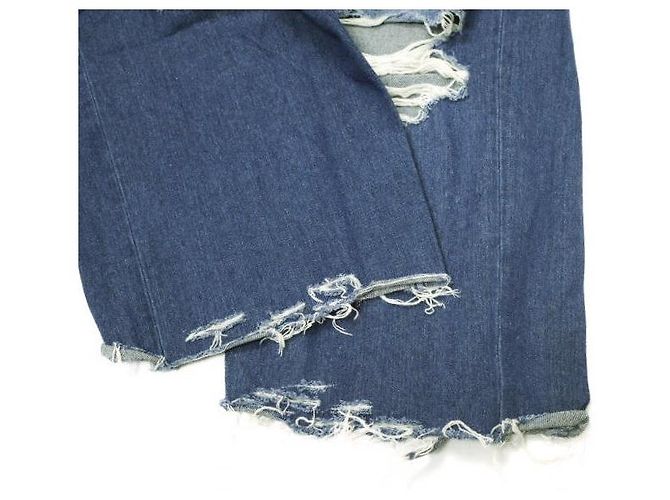 Autre Marque Muchas Gracias DESTROY DENIM Pantalones de Denim de Algodón Edición Limitada Azul - vista 8