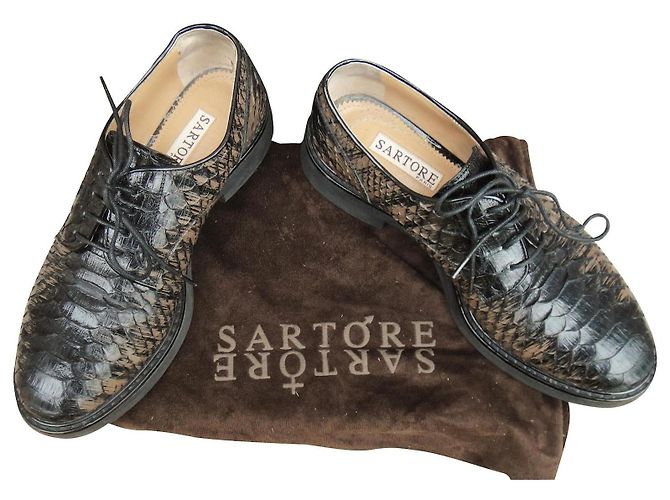 Derbies Sartore en python noir et beige - vue 2
